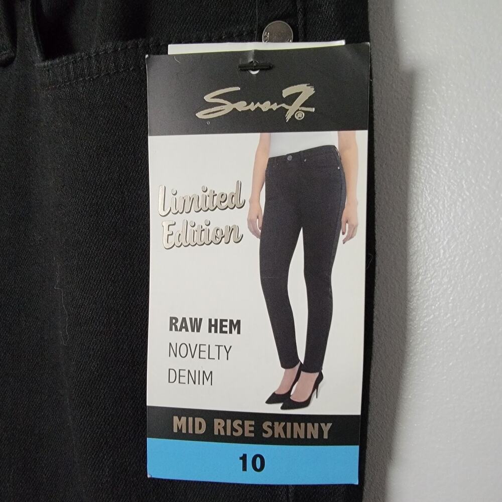 Seven 7 Jeans Stretchy Skinny Raw Hem Limited Ed Womens 10 Black NWT Goth Witchy